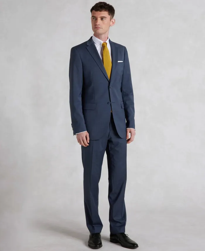 Savile Row Company Dark Blue WoolBlend Tailored Suit Trousers Men Suit Trousers
