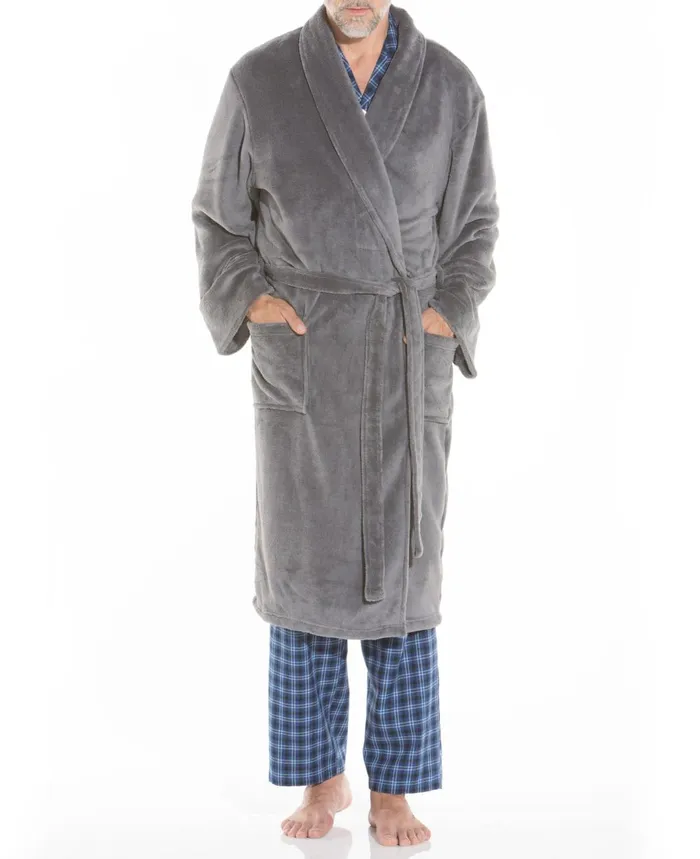 Savile Row Company Grey Fleece Dressing Gown Grey Fleece Men Dressing Gowns and Robes