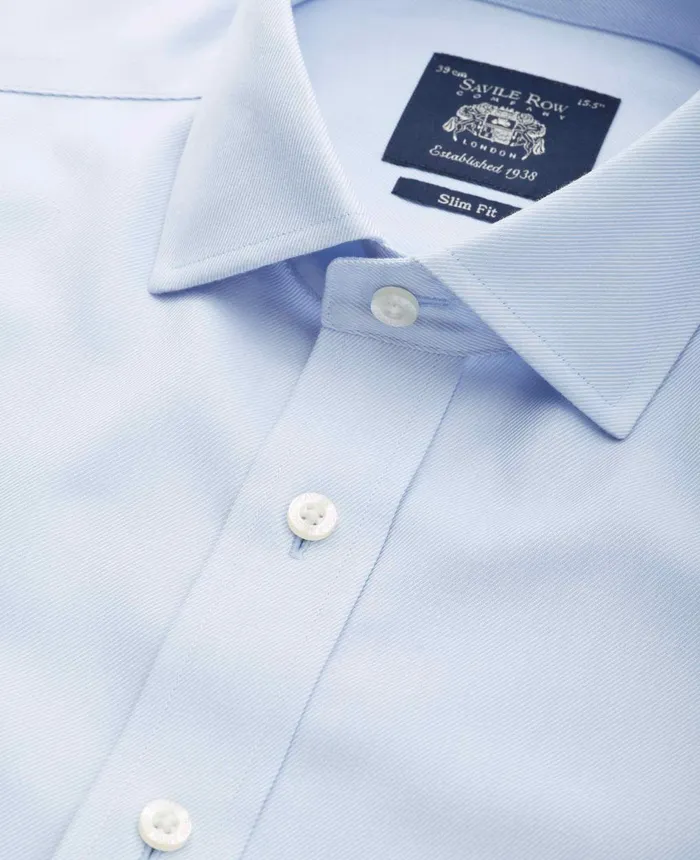 Savile Row Company Light Blue Cotton Twill Slim Fit NonIron Shirt 8211 Double Cuff Blue Men NonIron Shirts Savile Row Company Light Blue Cotton Twill Slim Fit NonIron Shirt 8211 Double Cuff Blue Men NonIron Shirts