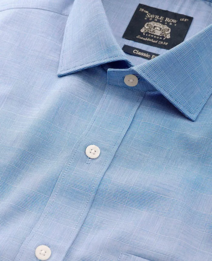Savile Row Company Navy Cotton Prince Of Wales Check Classic Fit Formal Shirt 8211 Single Cuff Men Formal Shirts Savile Row Company Navy Cotton Prince Of Wales Check Classic Fit Formal Shirt 8211 Single Cuff Men Formal Shirts