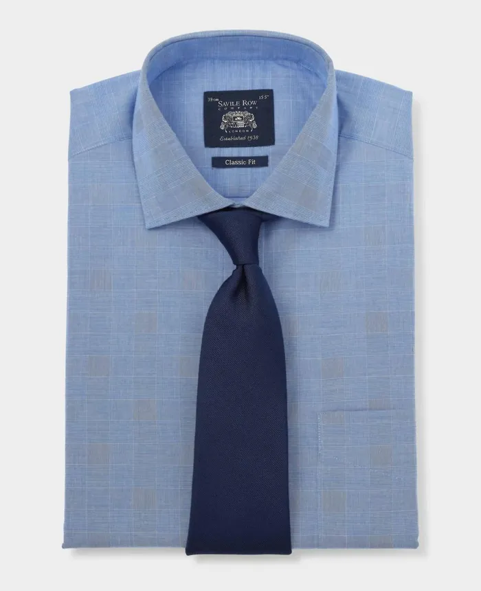 Savile Row Company Navy Cotton Prince Of Wales Check Classic Fit Formal Shirt 8211 Single Cuff Men Formal Shirts Savile Row Company Navy Cotton Prince Of Wales Check Classic Fit Formal Shirt 8211 Single Cuff Men Formal Shirts