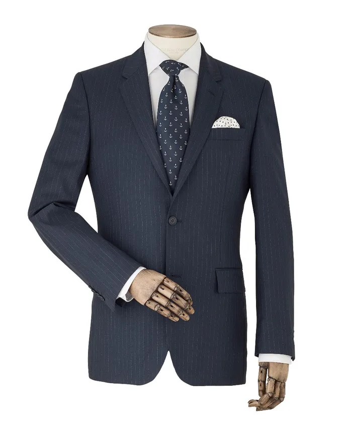 Savile Row Company Navy Stripe Tailored Suit Men Tailored Suits