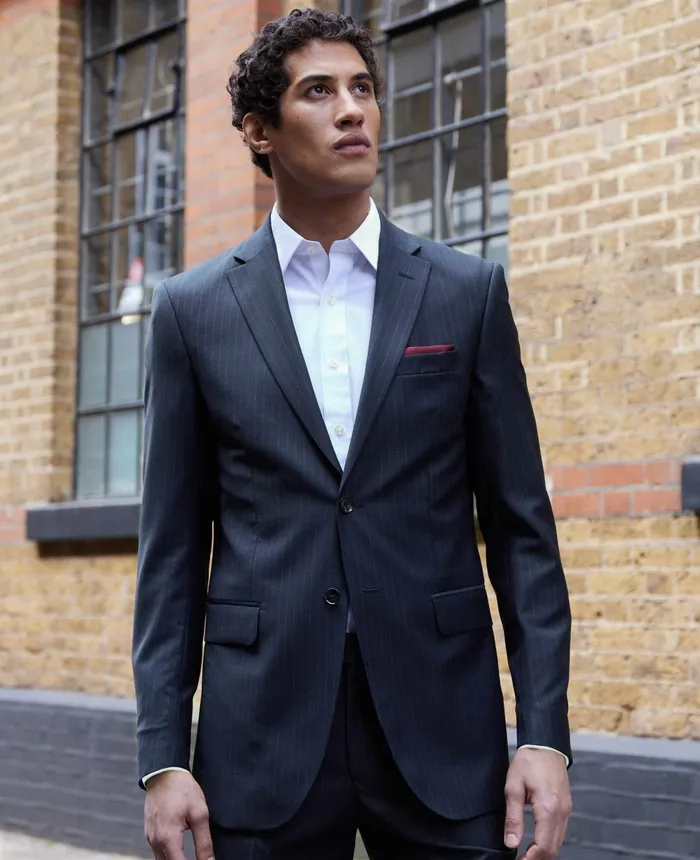 Savile Row Company Navy Stripe Tailored Suit Men Tailored Suits