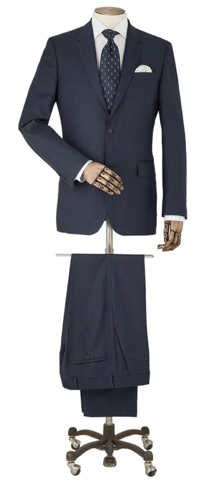 Savile Row Company Navy Stripe Tailored Suit Men Tailored Suits