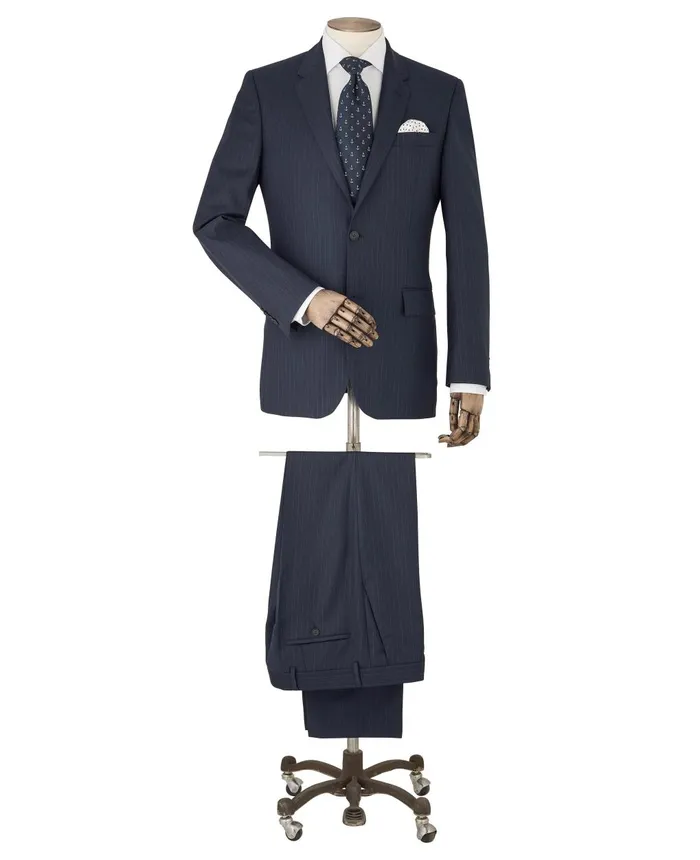 Savile Row Company Navy Stripe Tailored Suit Men Tailored Suits