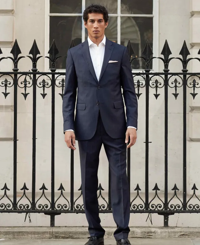 Savile Row Company Navy Stripe Tailored Suit Men Tailored Suits