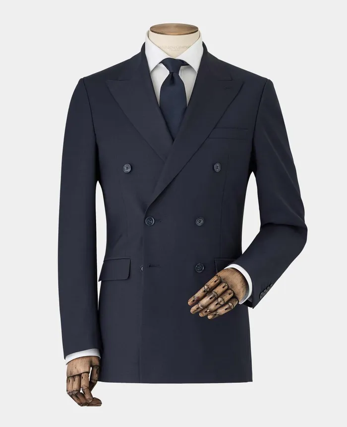 Savile Row Company Navy WoolBlend DoubleBreasted Suit Men Tailored Suits