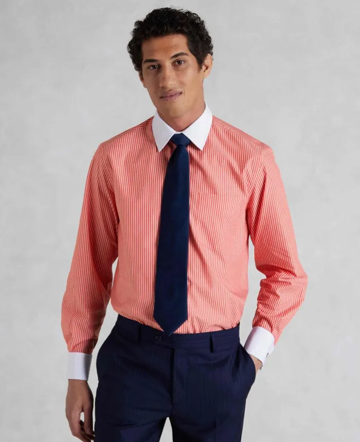 Savile Row Company Red White Poplin Stripe Classic Fit Formal Shirt 8211 Double Cuff Red Reverse Stripe Men Formal Shirts Savile Row Company Red White Poplin Stripe Classic Fit Formal Shirt 8211 Double Cuff Red Reverse Stripe Men Formal Shirts