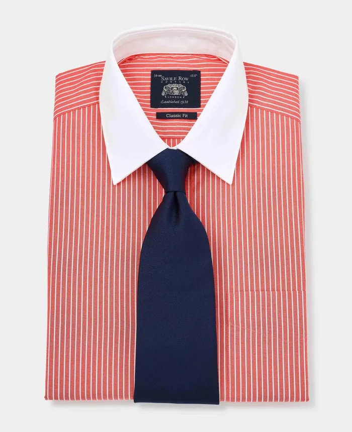 Savile Row Company Red White Poplin Stripe Classic Fit Formal Shirt 8211 Double Cuff Red Reverse Stripe Men Formal Shirts Savile Row Company Red White Poplin Stripe Classic Fit Formal Shirt 8211 Double Cuff Red Reverse Stripe Men Formal Shirts