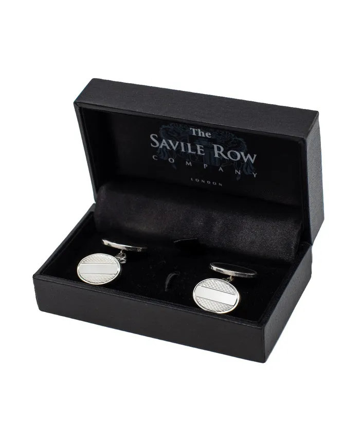Savile Row Company Sterling Silver Oval Chain Cufflinks Men Cufflinks
