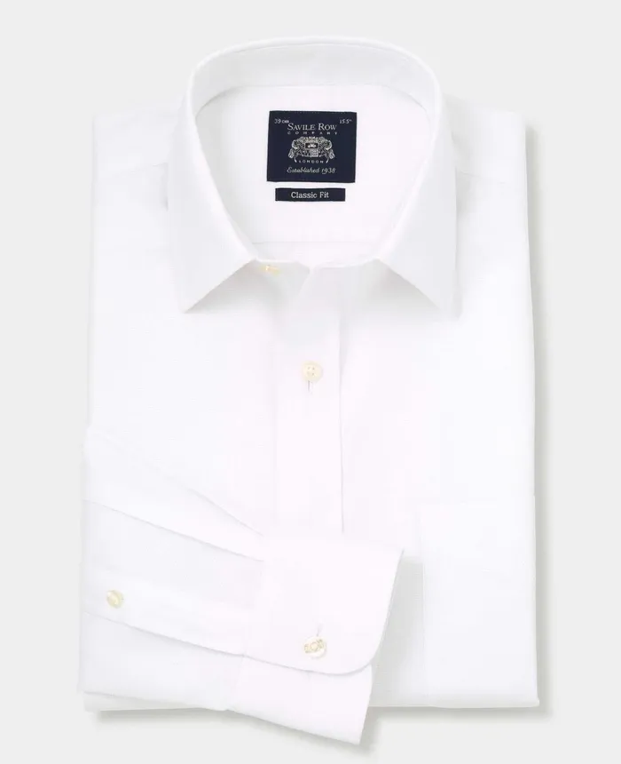 Savile Row Company White Cotton Classic Fit NonIron Shirt 8211 Single Cuff White Men Formal Shirts