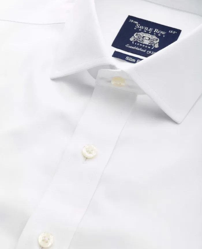 Savile Row Company White Cotton Twill Slim Fit NonIron Shirt 8211 Single Cuff White Men NonIron Shirts