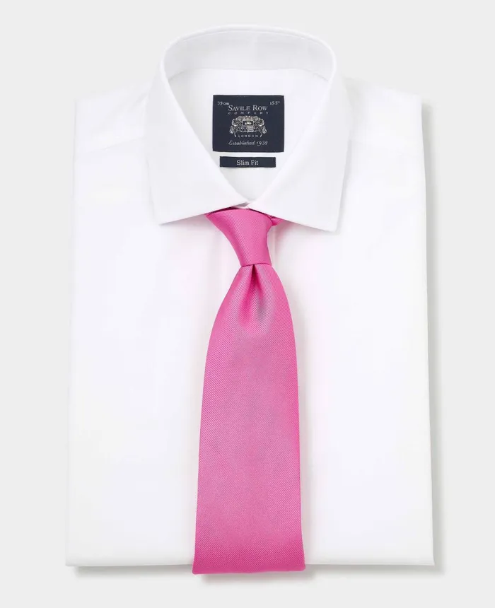 Savile Row Company White Cotton Twill Slim Fit NonIron Shirt 8211 Single Cuff White Men NonIron Shirts