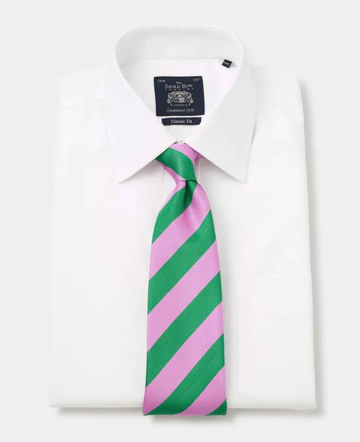 Savile Row Company White Herringbone Classic Fit NonIron Formal Shirt 8211 Double Cuff Men NonIron Shirts