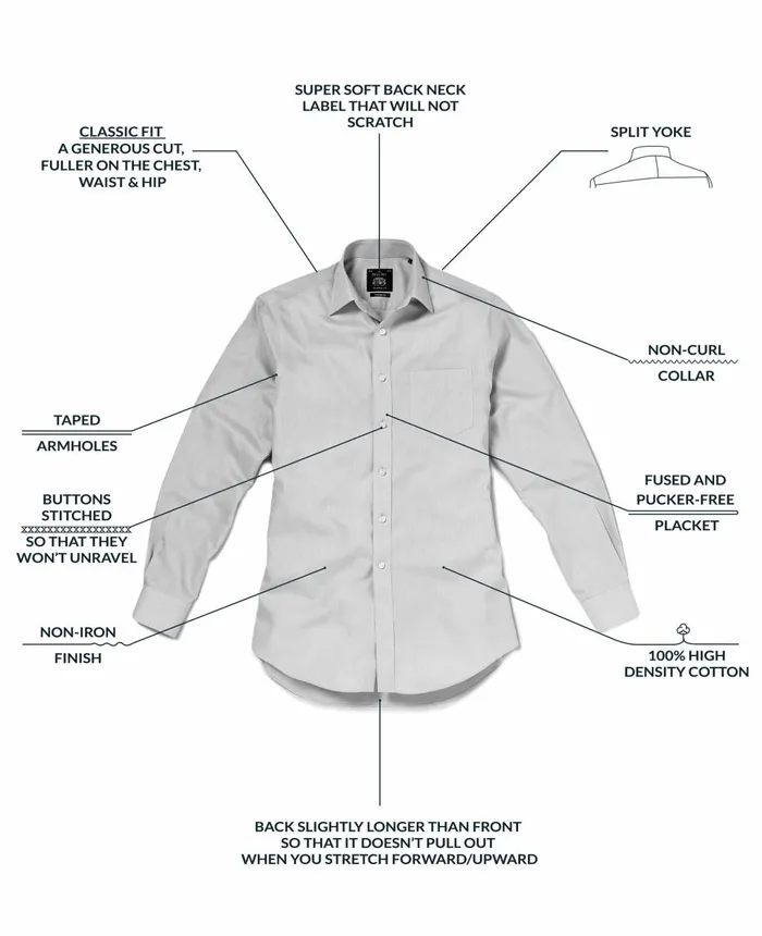 Savile Row Company White Herringbone Classic Fit NonIron Formal Shirt 8211 Double Cuff Men NonIron Shirts