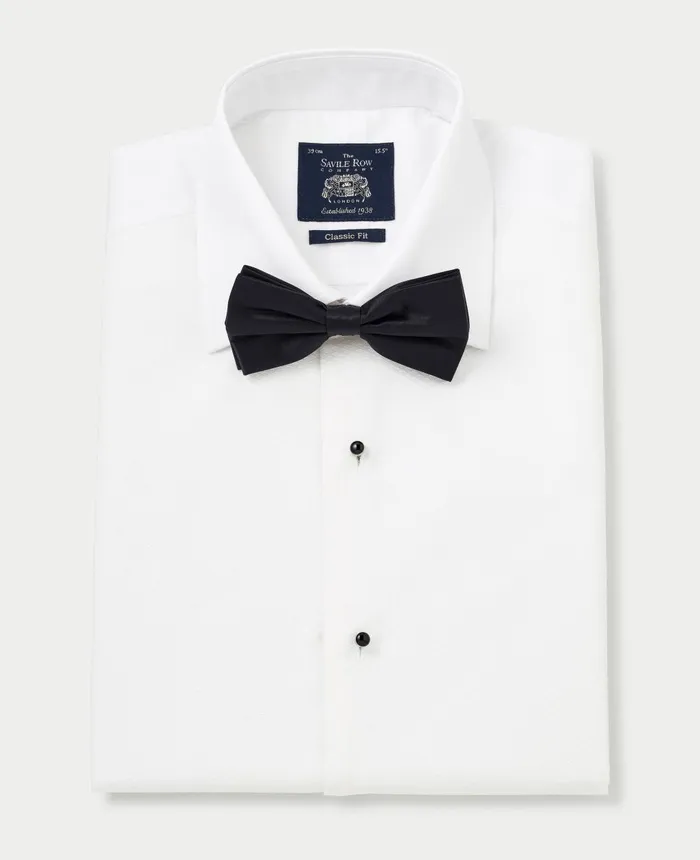 Savile Row Company White Marcella Bib Front Classic Fit Dress Formal Shirt 8211 Double Cuff Men Formal Shirts