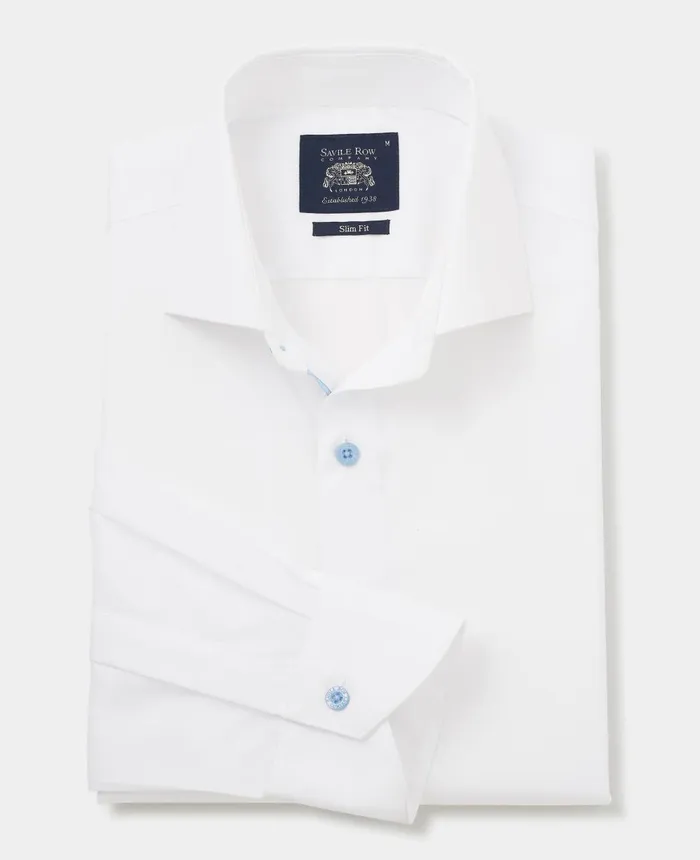 Savile Row Company White Slim Fit Blue Button SmartCasual Shirt 8211 Single Cuff Blue Buttons Men Casual Shirts Savile Row Company White Slim Fit Blue Button SmartCasual Shirt 8211 Single Cuff Blue Buttons Men Casual Shirts