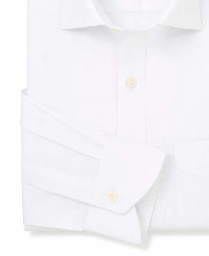 Savile Row Company White Textured Cotton Classic Fit Formal Shirt 8211 Single Cuff White Men Formal Shirts