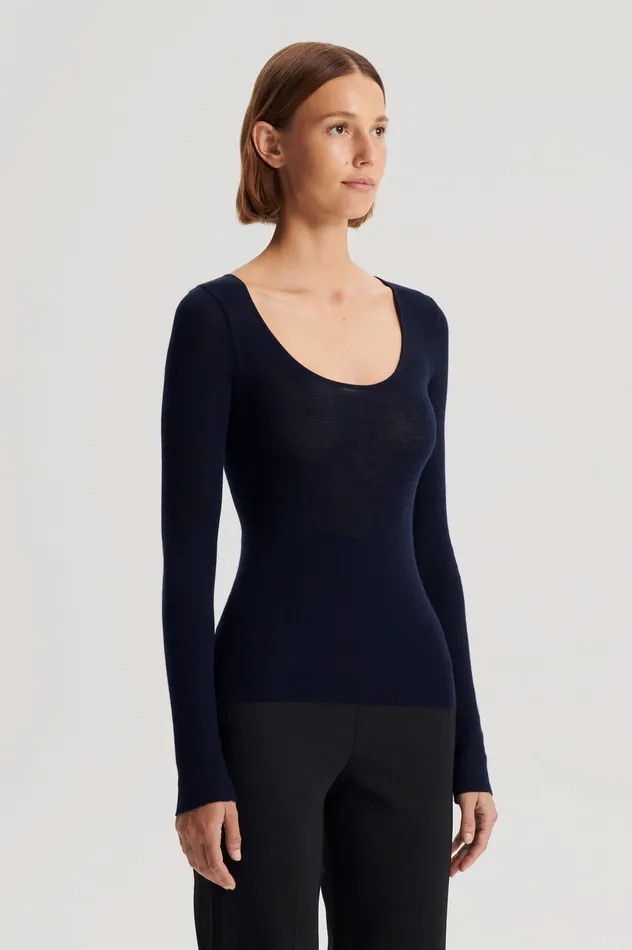 Scanlan Theodore BABYWOOL SCOOP NECK NAVY ALL Women Sweaters