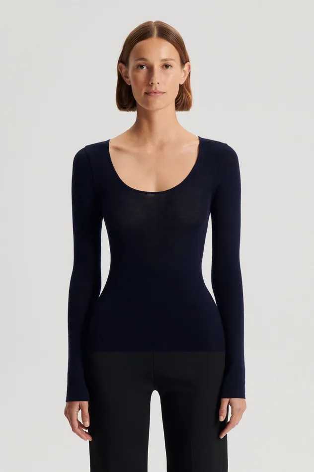 Scanlan Theodore BABYWOOL SCOOP NECK NAVY ALL Women Sweaters