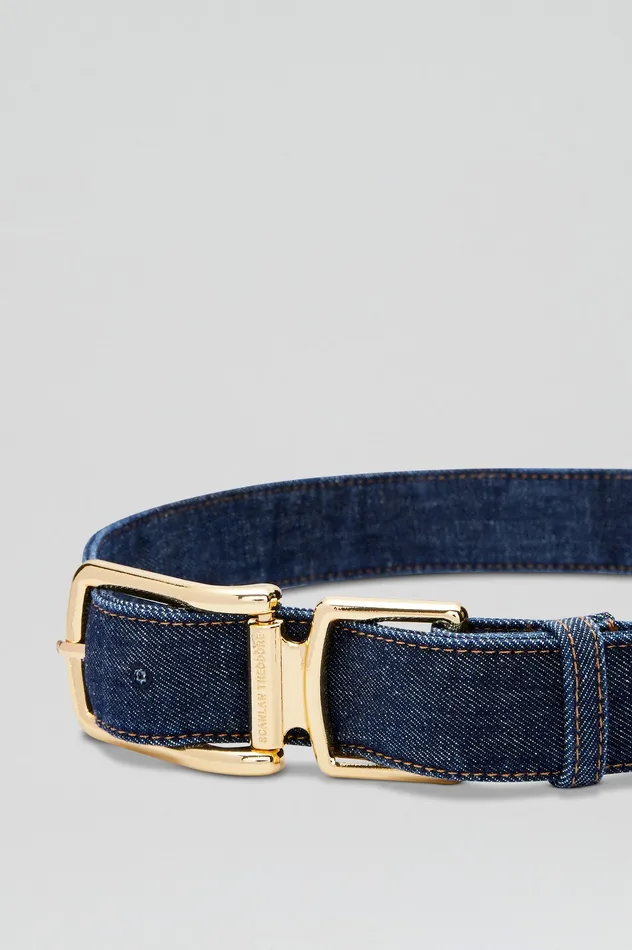 Scanlan Theodore DENIM GOLD BUCKLE BELT INDIGOB Women Belts Scanlan Theodore DENIM GOLD BUCKLE BELT INDIGOB Women Belts