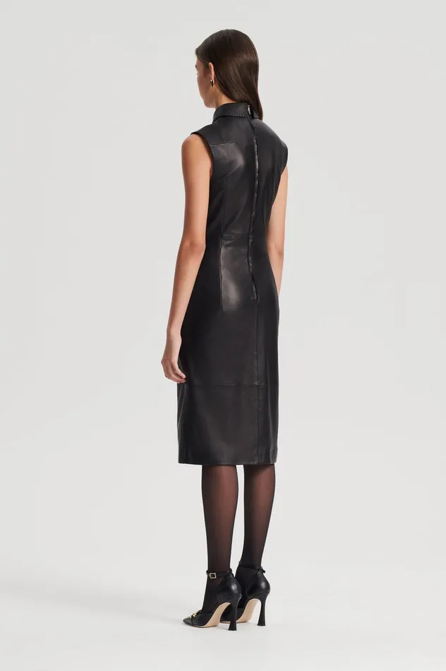 Scanlan Theodore Leather Women LEATHER PENCIL DRESS BLACK Scanlan Theodore Leather Women LEATHER PENCIL DRESS BLACK