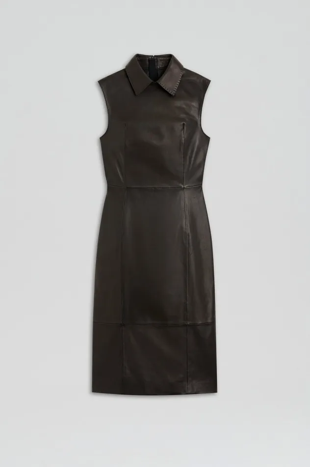 Scanlan Theodore Leather Women LEATHER PENCIL DRESS BLACK Scanlan Theodore Leather Women LEATHER PENCIL DRESS BLACK