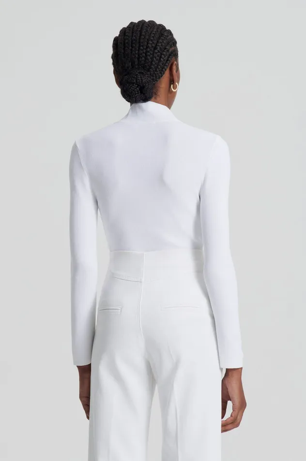 Scanlan Theodore Sweaters Women CREPE KNIT BUTTON POLO SWEATER WHITE Scanlan Theodore Sweaters Women CREPE KNIT BUTTON POLO SWEATER WHITE