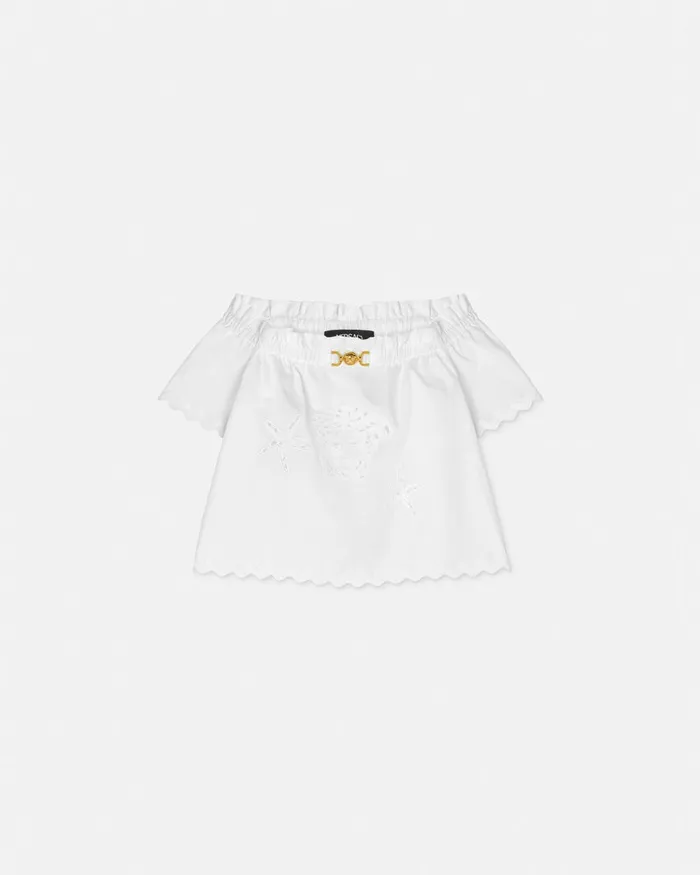 Shirts and Tshirts Kids Versace Embroidered Sangallo Baby Shirt White