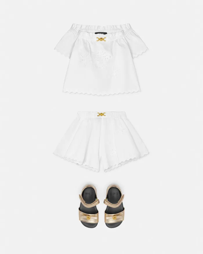 Shirts and Tshirts Kids Versace Embroidered Sangallo Baby Shirt White