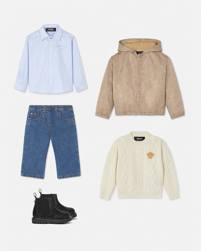 Shirts and Tshirts Kids Versace Oxford Striped Baby Shirt White
