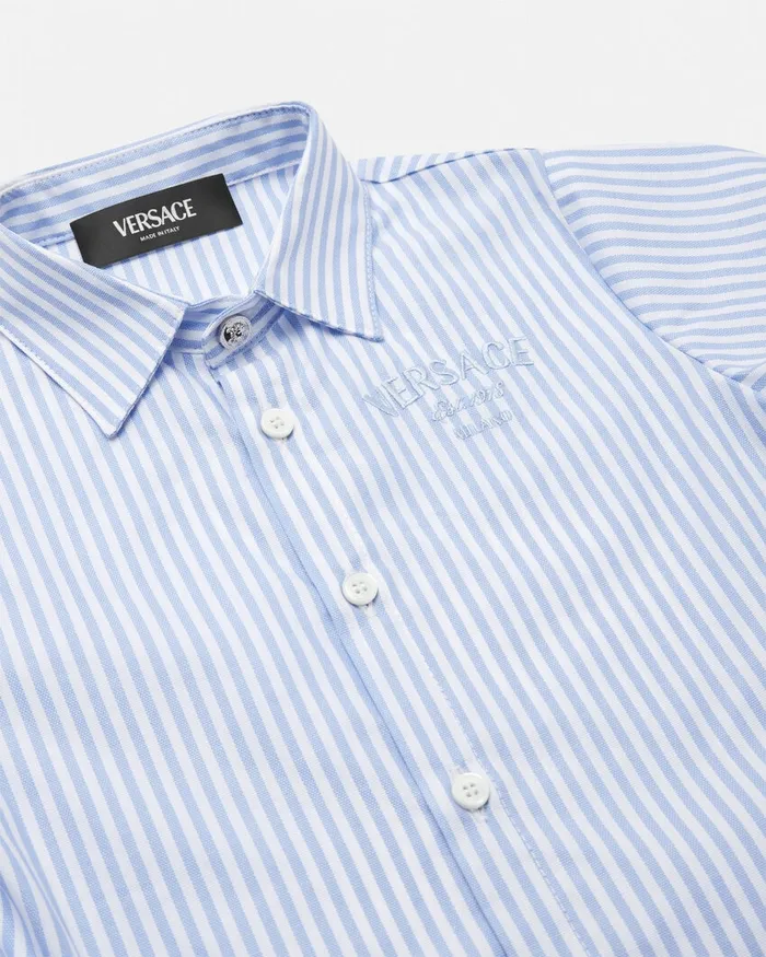 Shirts and Tshirts Kids Versace Oxford Striped Baby Shirt White