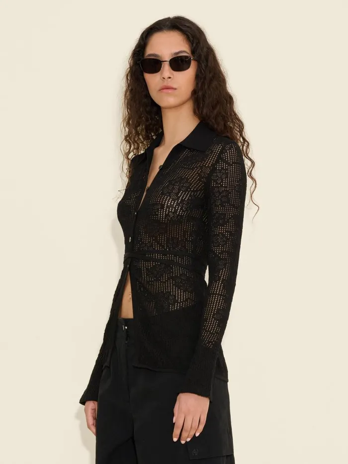 Shirts and Tops Women Holzweiler Lace Knit Shirt Black