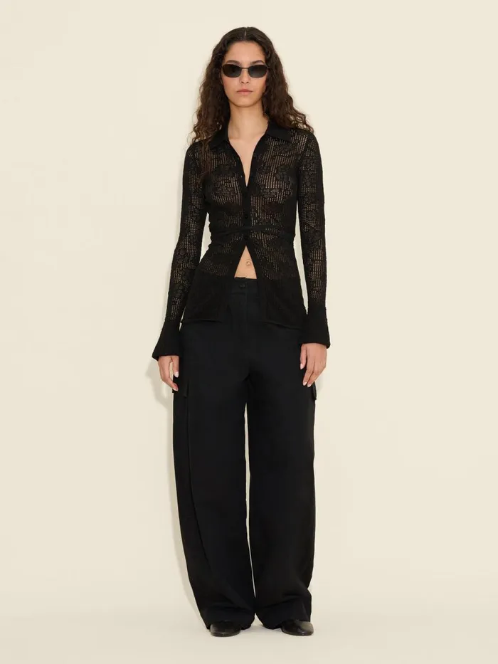 Shirts and Tops Women Holzweiler Lace Knit Shirt Black
