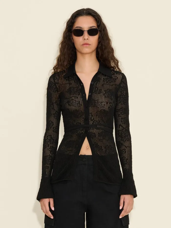 Shirts and Tops Women Holzweiler Lace Knit Shirt Black
