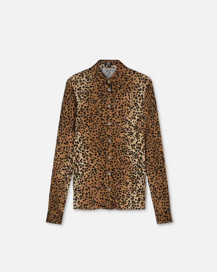 Shirts and Tops Women Versace Leopard Fitted Shirt Animalier