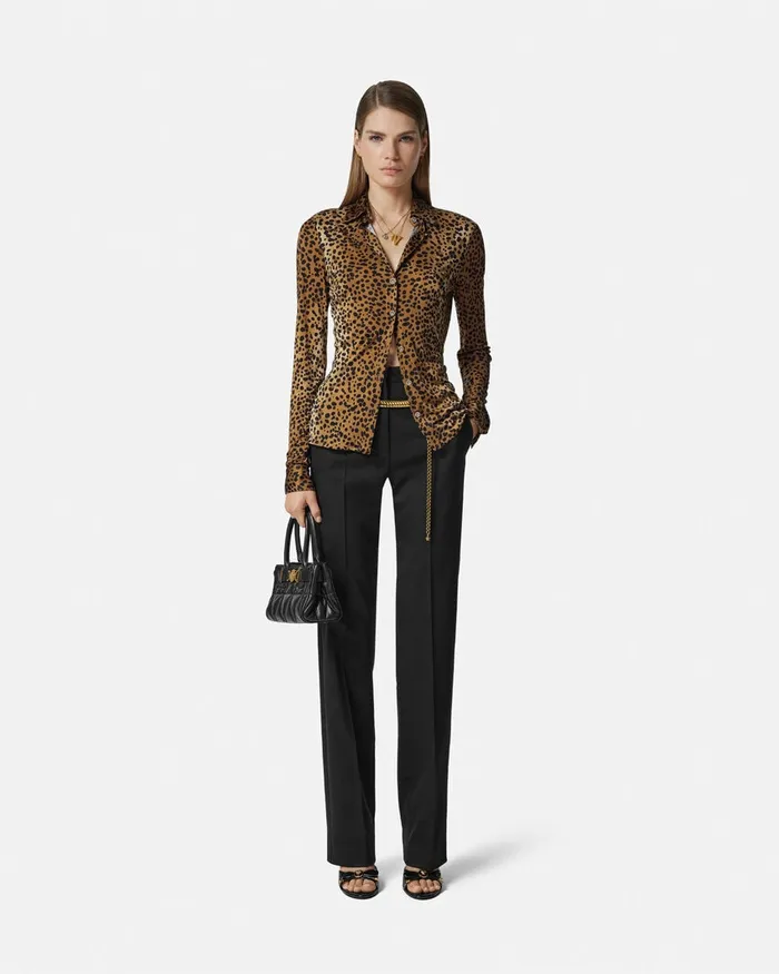 Shirts and Tops Women Versace Leopard Fitted Shirt Animalier