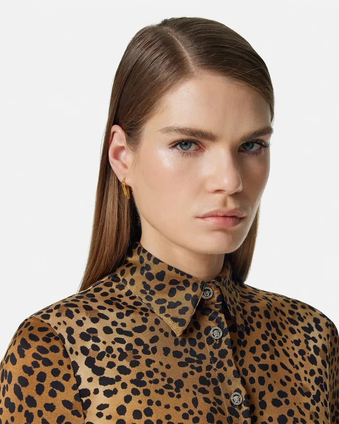 Shirts and Tops Women Versace Leopard Fitted Shirt Animalier