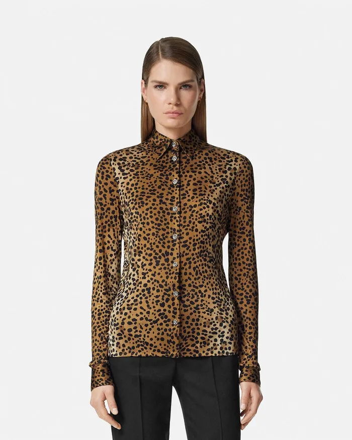Shirts and Tops Women Versace Leopard Fitted Shirt Animalier