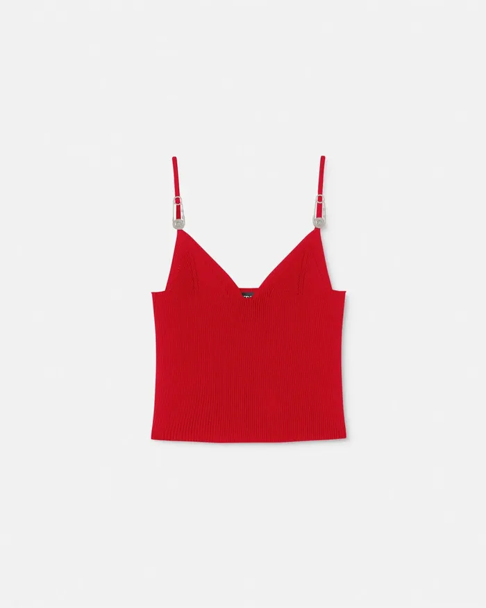 Shirts and Tops Women Versace Safety Pin Knit Crop Top Red