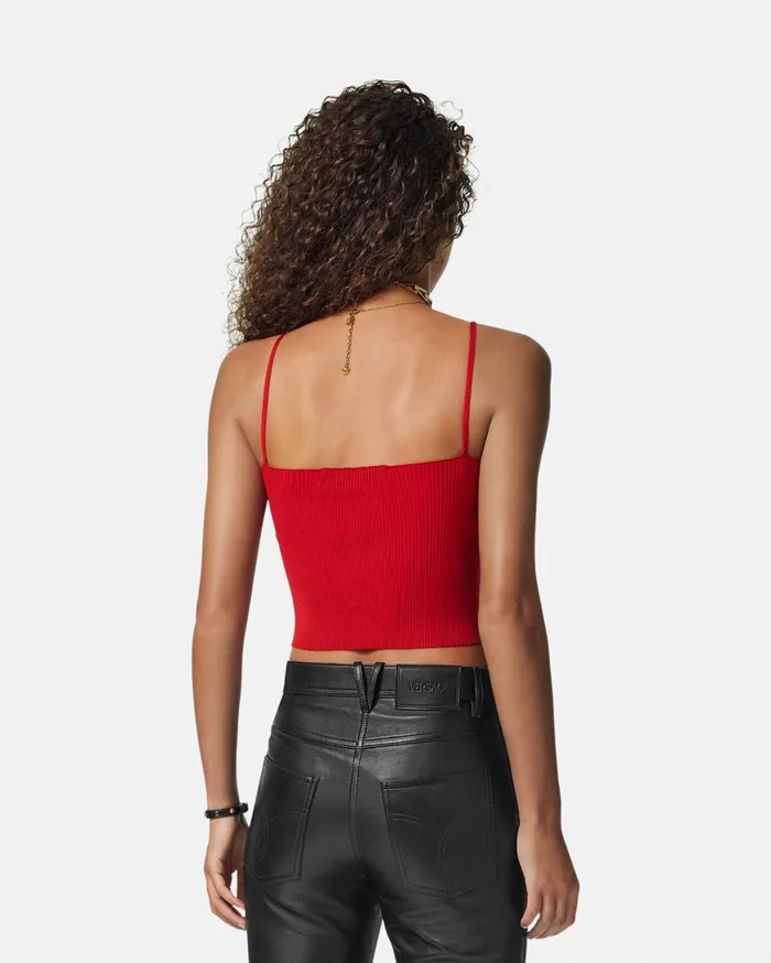Shirts and Tops Women Versace Safety Pin Knit Crop Top Red