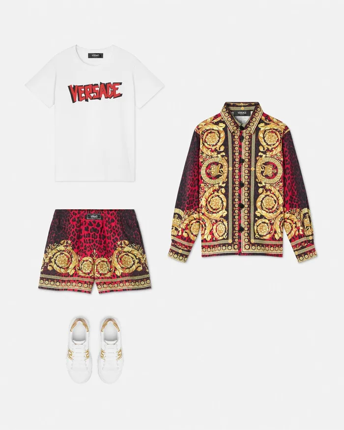 Shirts Kids Versace Wild Barocco Overshirt Printred