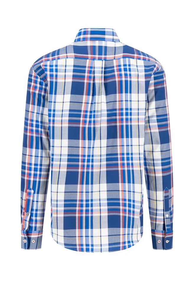 Shirts Men FYNCHHATTON Checked Shirt With Buttondown Collar Poppy Redstrong Blue