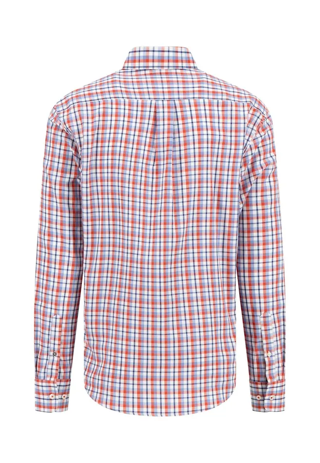 Shirts Men FYNCHHATTON Checked Shirt With Buttondown Collar Poppy Redstrong Blue