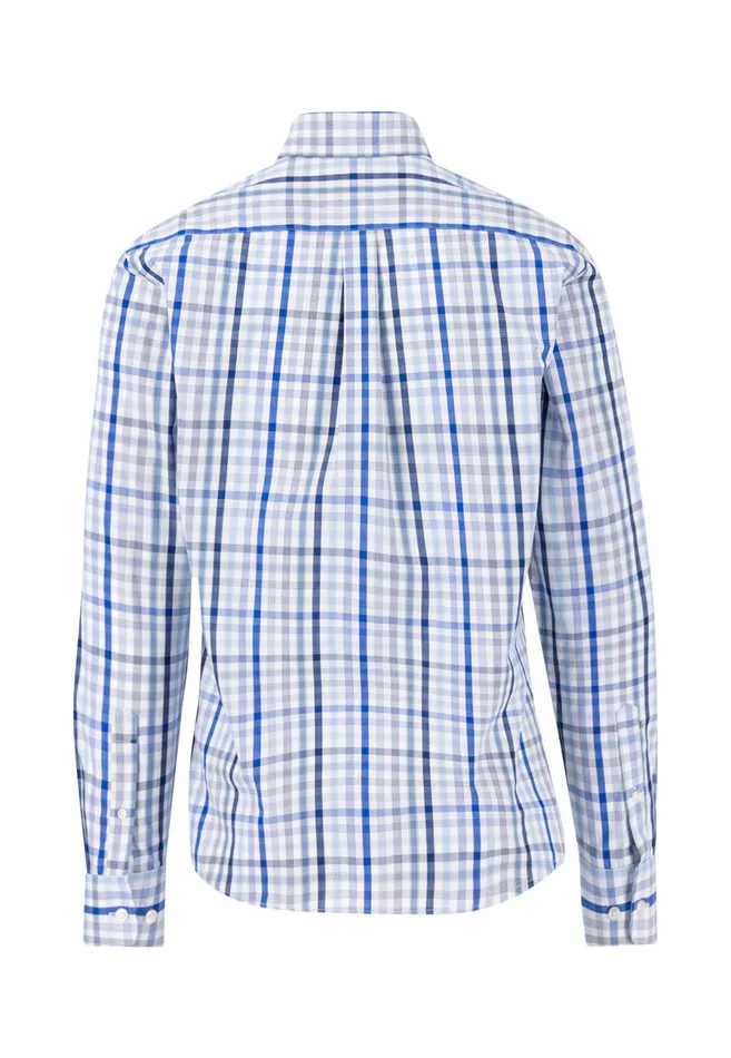 Shirts Men FYNCHHATTON Checkered Cotton Shirt With A Logodail Strong Bluesunny Orangeturf Green