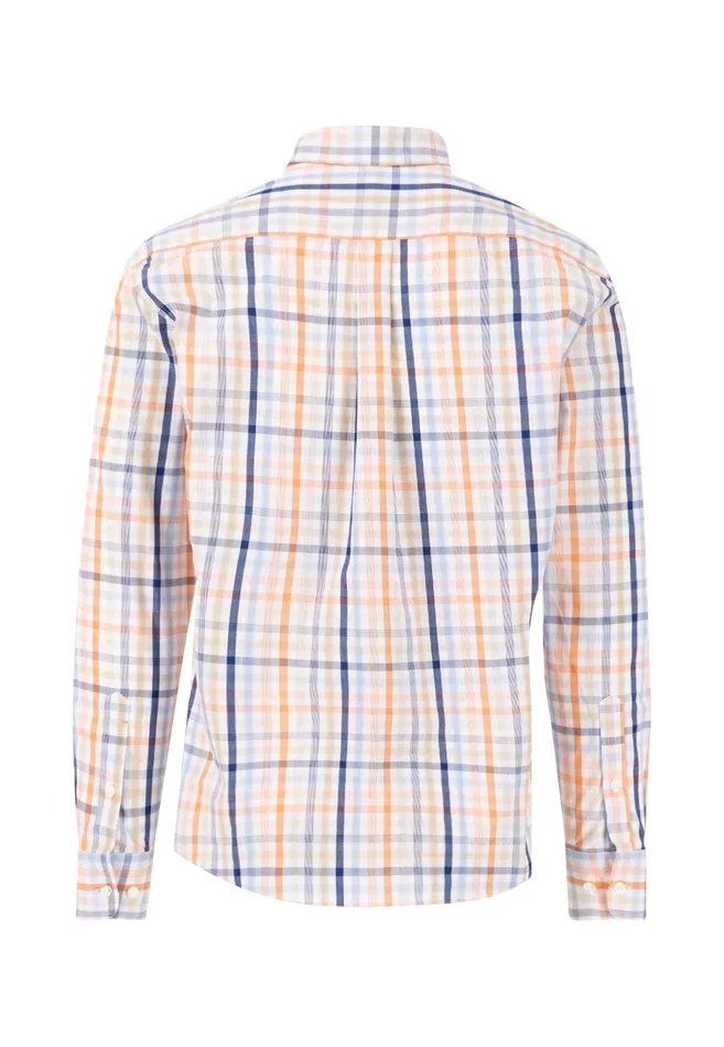 Shirts Men FYNCHHATTON Checkered Cotton Shirt With A Logodail Strong Bluesunny Orangeturf Green