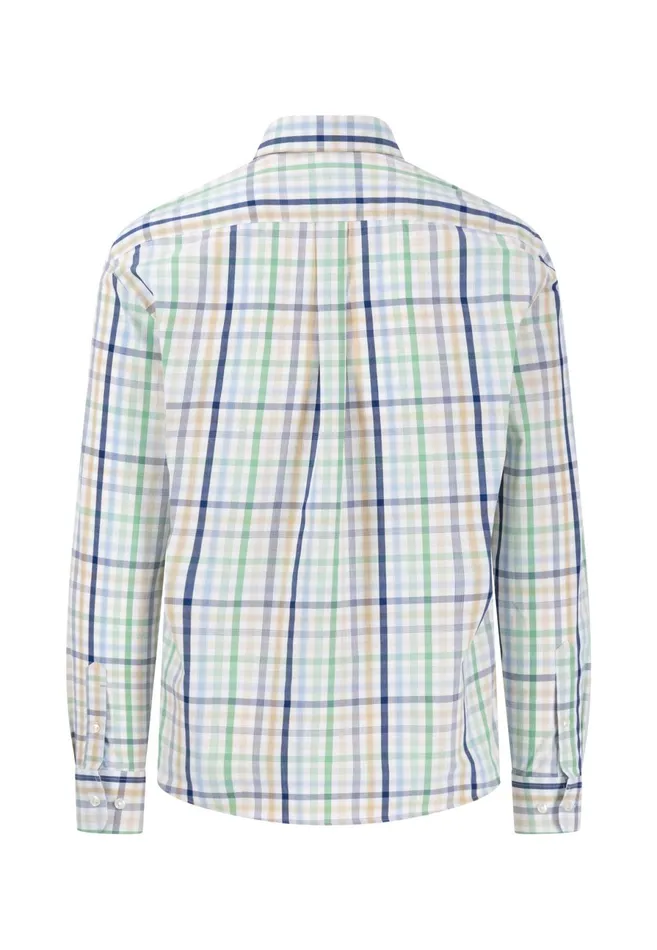 Shirts Men FYNCHHATTON Checkered Cotton Shirt With A Logodail Strong Bluesunny Orangeturf Green