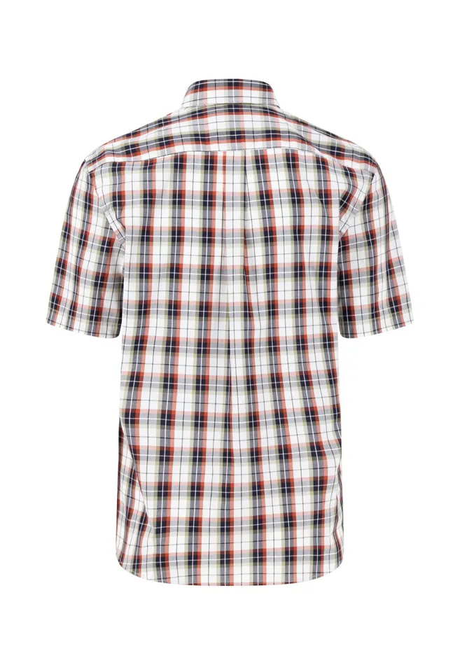 Shirts Men FYNCHHATTON Checkered Shortsleeved Shirt With Buttondown Collar Light Khaki