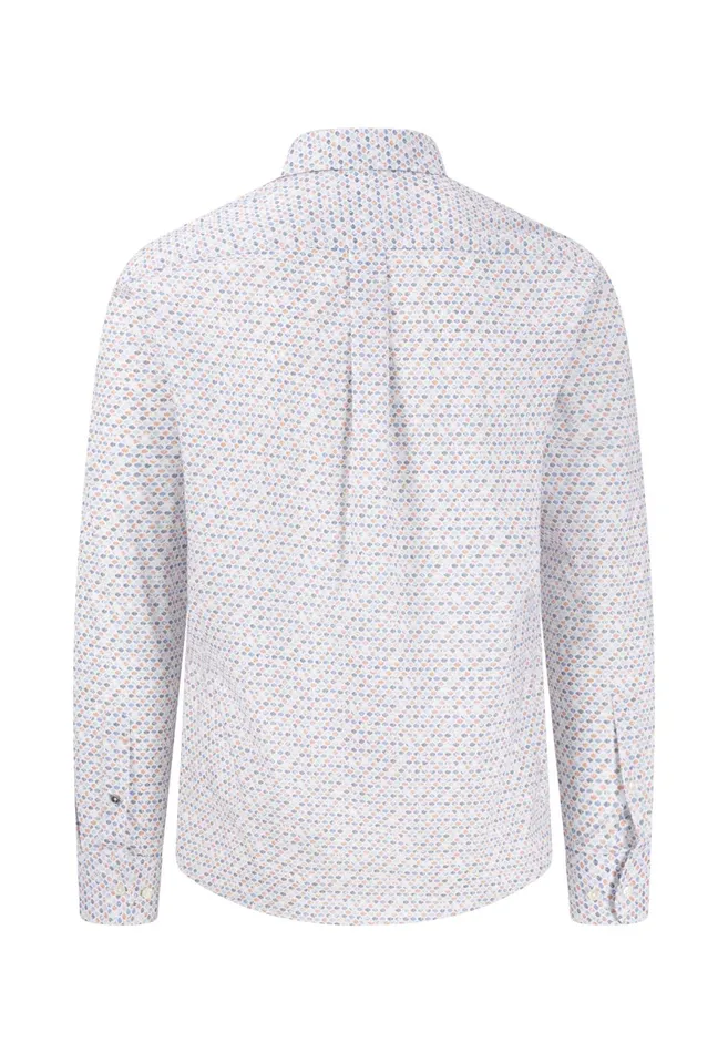 Shirts Men FYNCHHATTON Cotton Shirt With A Point Pattern Sunny Orangeturf Greenstrong Blue