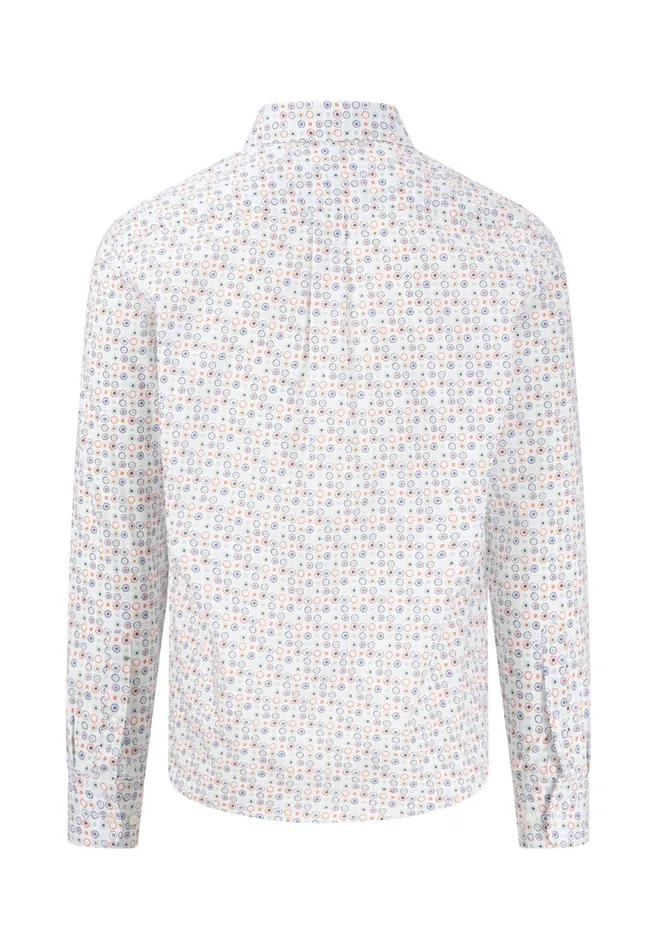 Shirts Men FYNCHHATTON Cotton Shirt With A Point Pattern Sunny Orangeturf Greenstrong Blue